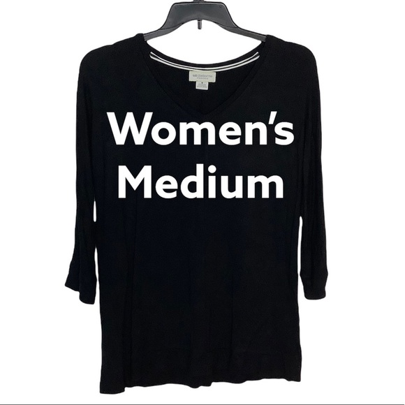 Women's Liz Claiborne Medium 8 - 10 V-Neck Sweater Shirt Black Buttery Soft NWOT - Picture 3 of 7
